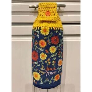 Crochet Top Kitchen Towel- Flowers-I love my mum
